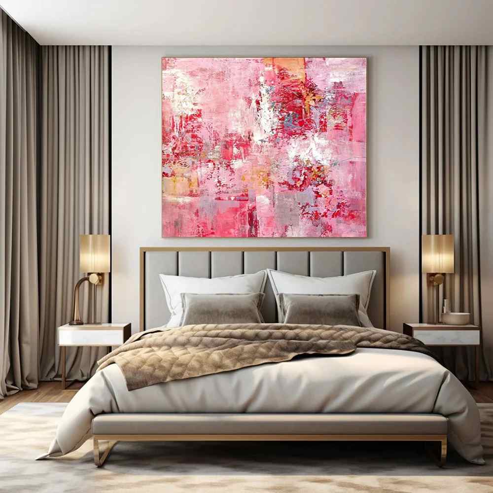 Pink Handmade Textured Living Abstract Artwork YFTK8